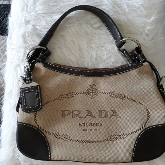 Prada Handbags - Vintage PRADA canvas leather shoulder bag purse